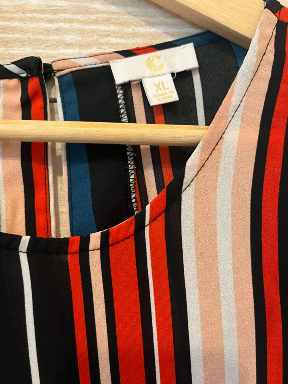 Charming Charlie Multicolor Vertical Stripe Blouse with bell sleeves - Picture 6 of 7